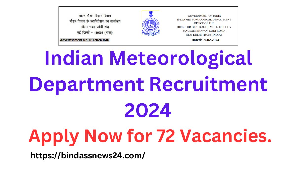 Indian Meteorological Department Recruitment 2024